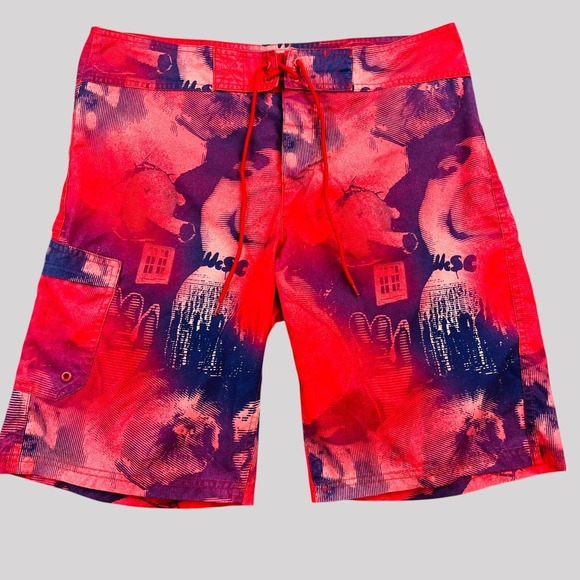 Wesc Other - Boardshorts Mens Medium 34x10 Red Blue WESC Swedish Design Swimming Trunks Beach